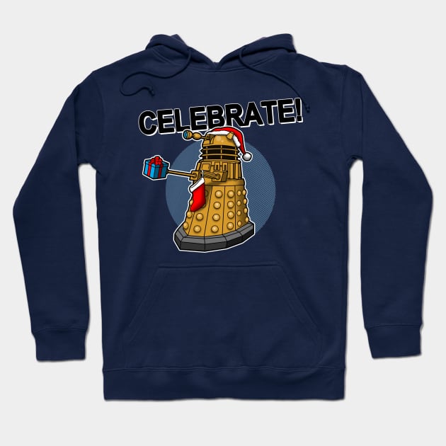 Celebrate Christmas Funny Retro Sci-fi  Alien Giving Gift Meme Hoodie by BoggsNicolas